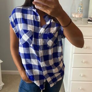 Blue Check Rails short sleeve flannel